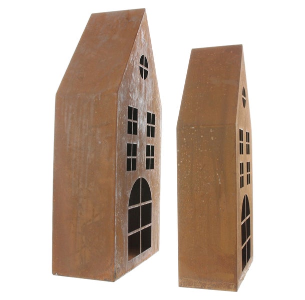 FRANK FLECHTWAREN | Haus Rost, 2er Set, METALL, 21 x 10,5 x 45 cm, 26 x 13 x 55 cm