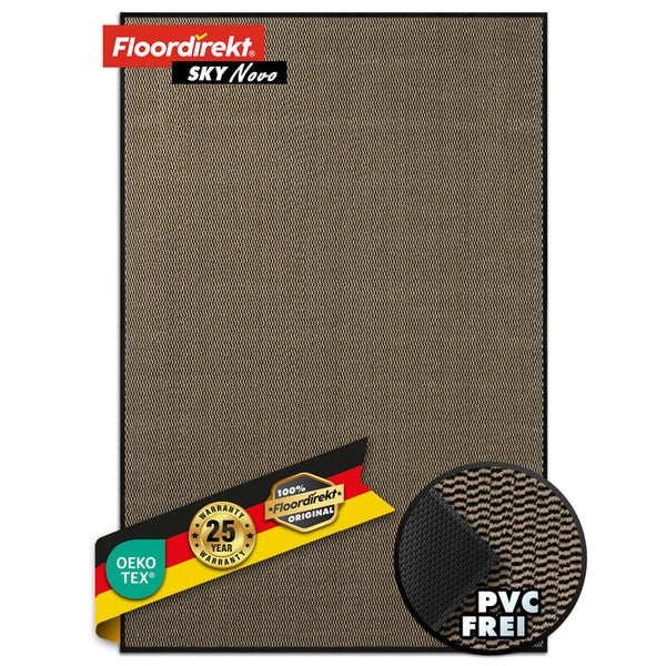 FLOORDIREKT Schmutzfangmatte - SKY Novo - PVC-frei - Extra Halt & Langlebigkeit - Ocker-Schwarz - 120 x 180 cm