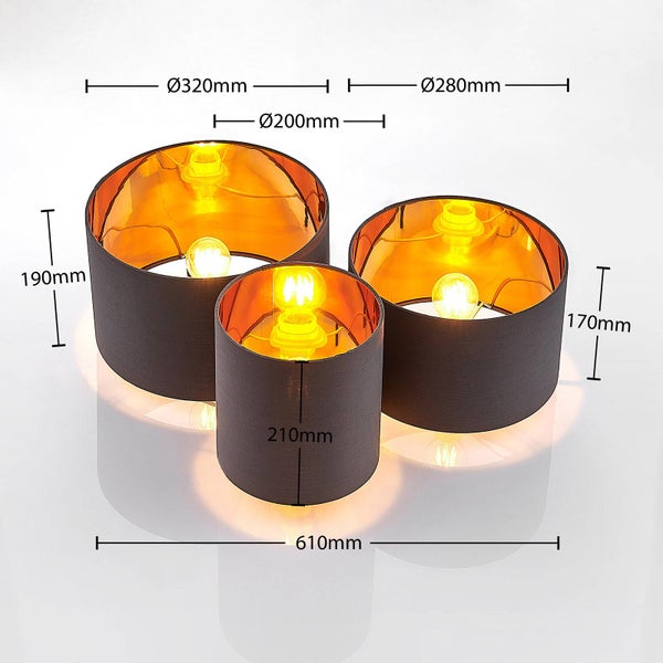 Lindby Deckenlampe Laurenz (Modern) in Alu aus Textil (3 flammig, E27) - Deckenleuchte Lampe Wohnzimmerleuchte