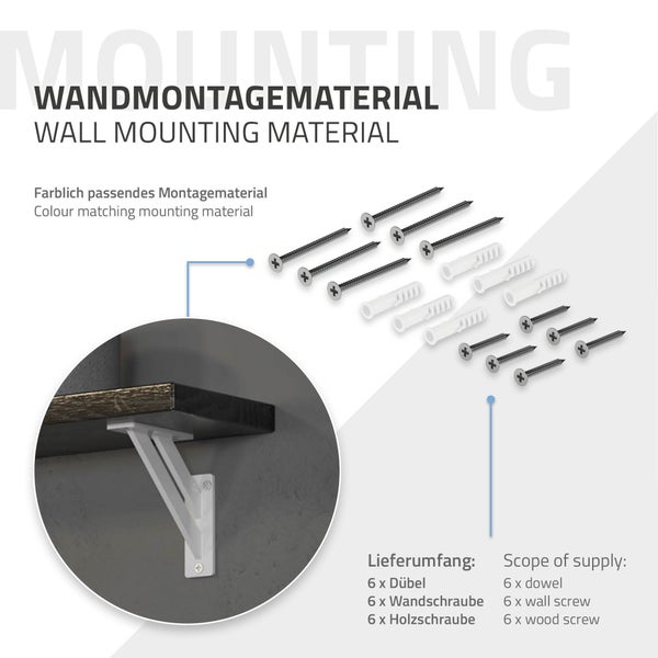 ML-Design 4 Stück Regalhalterung 120x120 mm, Weiß, Aluminium, Schwebende Regalhalterungen, Regalwinkel, Wandhalterung für Regalbrett, Regalträger für Wandmontage, Wandregal Wandkonsole Regalstütze