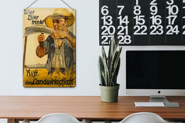 Blechschild Spruch 20x30cm wer Bier trinkt Landwirtschaft