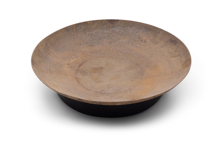 The Favilla SILIA Feuerkorb aus Cortenstahl mit schwarzem Sockel – Design-Feuerstelle 81×81×20 cm – moderne Feuerschale für Garten, Terrasse & Balkon – Outdoor Feuerbecken
