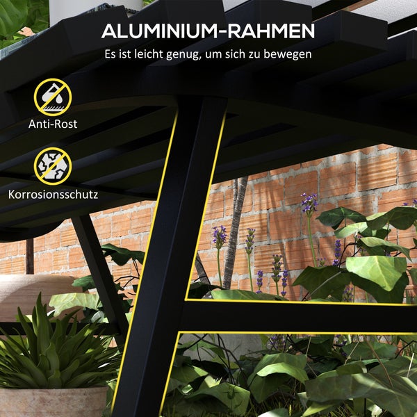 Outsunny 2-Sitzer Gartenbank Alu, wetterfest Sitzbank, UV-Beständig Gartenmöbel mit Lamellen-Design, Parkbank 240kg belastbar, Balkonbank für Balkon Terrasse, Garten, 123x67x79cm, Schwarz