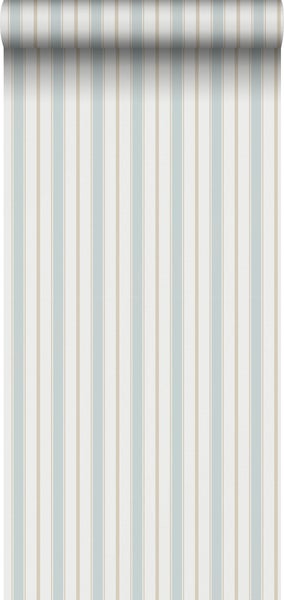 Sanders und Sanders Tapete Streifen Hellblau und Beige - 53 cm x 10.05 m - 640702