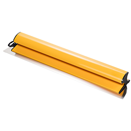 Glättespachtel mit gelbem Griff und Edelstahlblatt für Trockenbau und Verputzarbeiten.