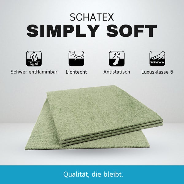 Schatex Simply Soft Teppichfliesen, schwer entflammbar, lichtecht, antistatisch, Luxusklasse 5.