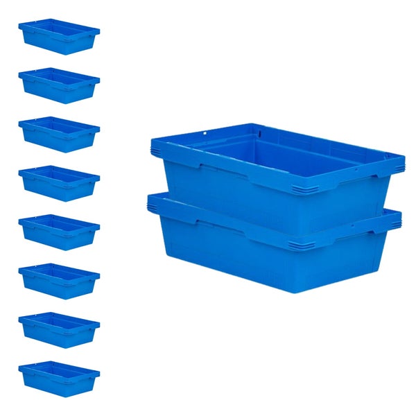 PROREGAL Mega Deal 10x Conical Mehrweg-Stapelbehälter Blau HxBxT 17,5 x 40 x 60cm 29 Liter Lagerbox  Eurobox  Transportbox  Transportbehälter