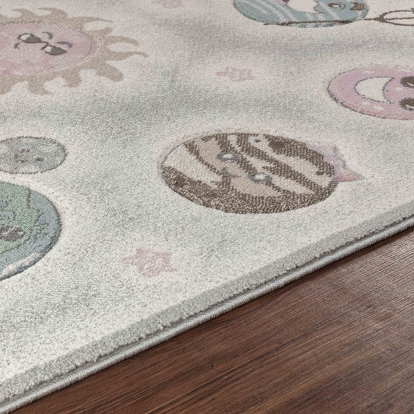 Teppich für Kinder Animierte Planeten Beige/Grau 200x275 cm MILKY WAY
