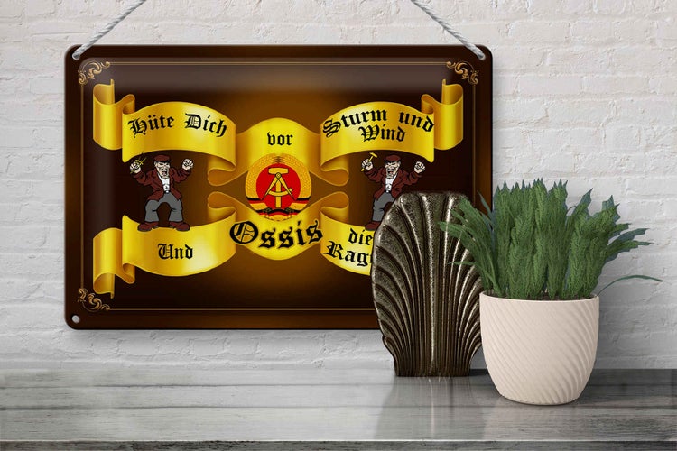 Blechschild Spruch 30x20cm Ossis hüte dich vor Sturm Wind