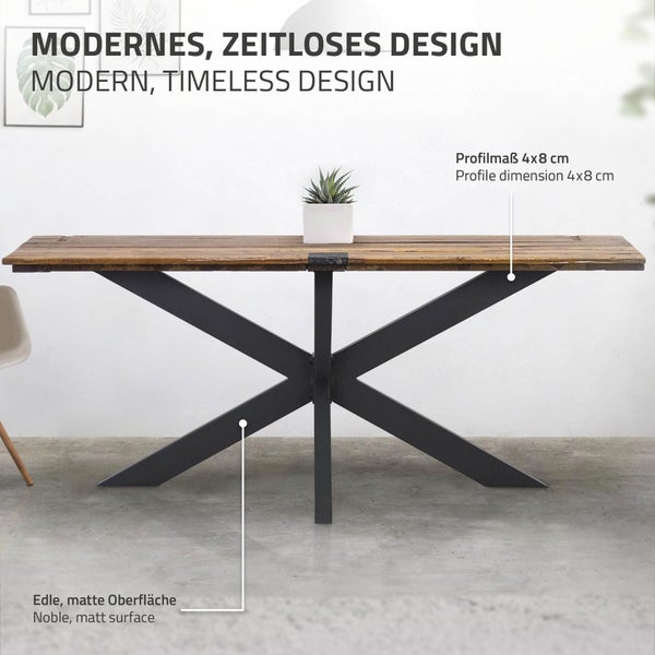 ML-Design Tischgestell Spider 78x71x150 cm, Schwarz, Kreuzgestell Kreuz X-Design Tischfüße Möbelfüße, Schwerlast Tischkufen Stahl, Metall Tischbeine, DIY Esstisch, Industriedesign, einfache Montage