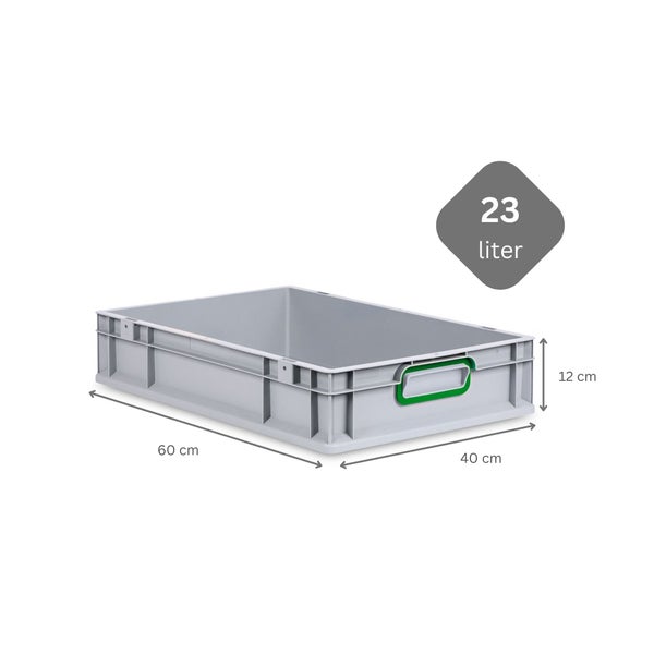 PROREGAL Spar Set 8x Eurobox Nextgen Color HxBxT 12 x 40 x 60 cm 23 Liter Griffe Grün Geschlossen Glatter Boden Eurobehälter Transportbox