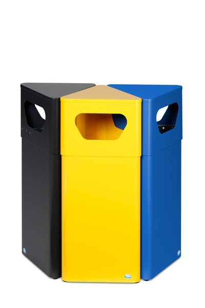 PROREGAL Robuster Abfallsammler Eckig Mit Inneneinsatz 32 Liter HxBxT 90 x 36,5 x 41 cm Verzinkter Stahl Schwarz