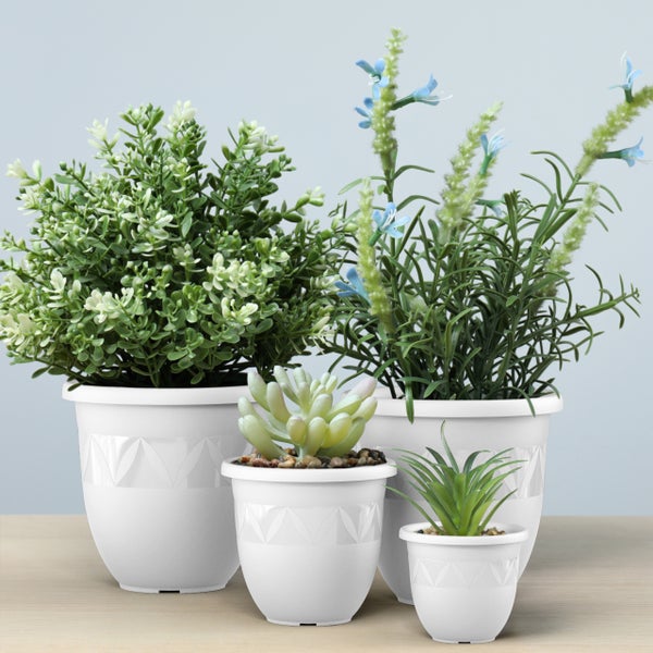 Plastard Blumentopf Capri Ø 27x22 cm Weiß - Pflanzkübel Übertopf Pflanztopf
