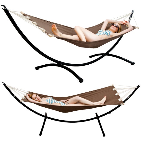 AMANKA Hängematte mit Gestell - 300x100 Garten Liege - Outdoor Indoor Hängemattengestell aus Metall