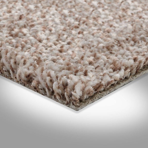 Teppichboden beige Meterware auch für Treppen und Stuhlrollen Velours Auslegware weich 500 cm Breite (Meterware)