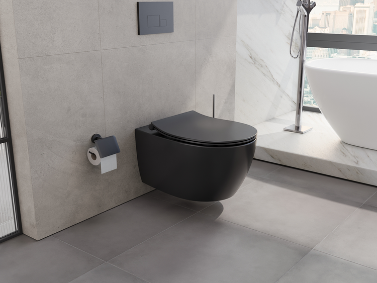 Aqua Bagno Hänge-WC 10.10.02.02.ANK – Spülrandlos – Schwarz matt – Softclose-Sitz