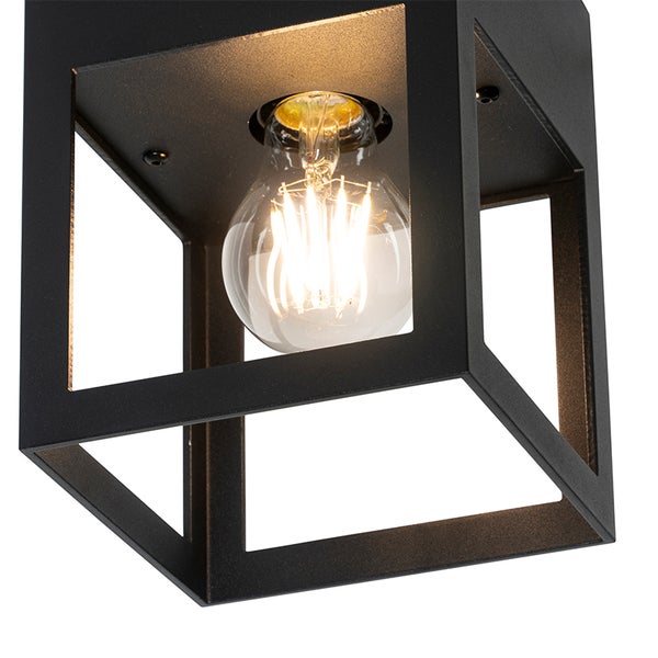 Quadratische schwarze Außenleuchte mit Glühbirne