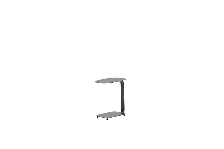 Moderner Beistelltisch in C-Form aus Metall, Farbe Anthrazit.