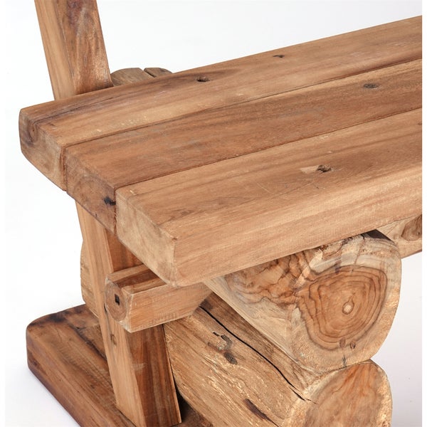 Sitzbank Anton 120cm, Teak Massivholz, mit Lehne naturfarben