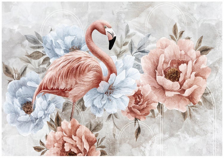 Dekoratives Wandbild mit Flamingo- und Blumenmotiv für eine stilvolle Raumgestaltung