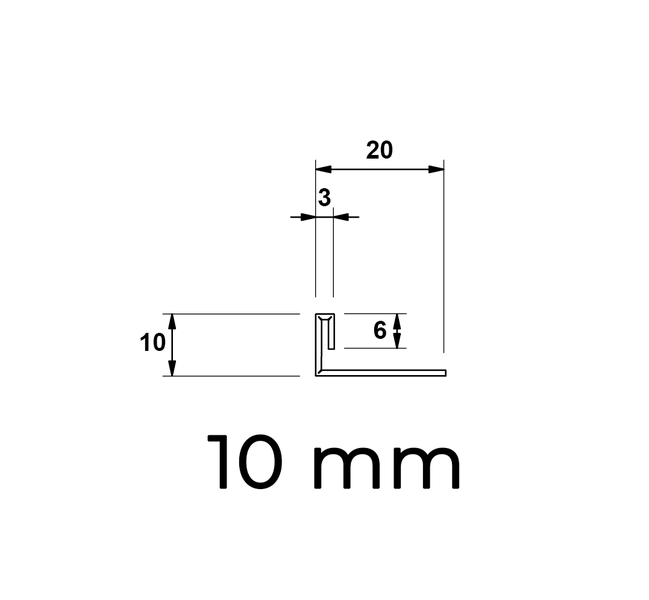 Technische Zeichnung eines 10-Millimeter-Profils
