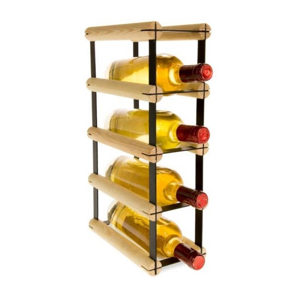 PROREGAL Modulares Weinregal Vinotega Mod Metal HxBxT 42,5 x 12,5 x 24,5 cm 1 x 4 Flaschen Massives Kiefernholz Natur