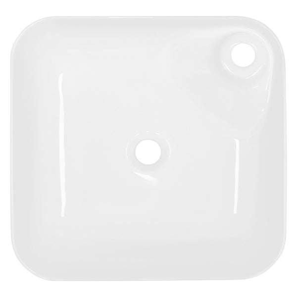 ECD Germany Waschbecken Waschtisch 435x435x125 mm aus Keramik Weiß inkl. Ablaufgarnitur für Waschbecken ohne Überlauf Aufsatzbecken Aufsatzwaschbecken Aufsatzwaschtisch Waschschale Spülbecken Becken
