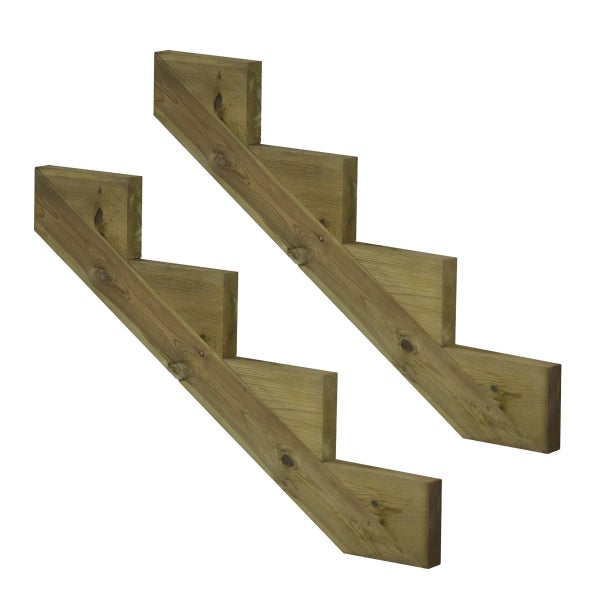 2er Set Treppenwange 4 Stufen aus KDI Holz für Gartentreppe, Außentreppe, Terrassentreppe n-Höhe 68cm