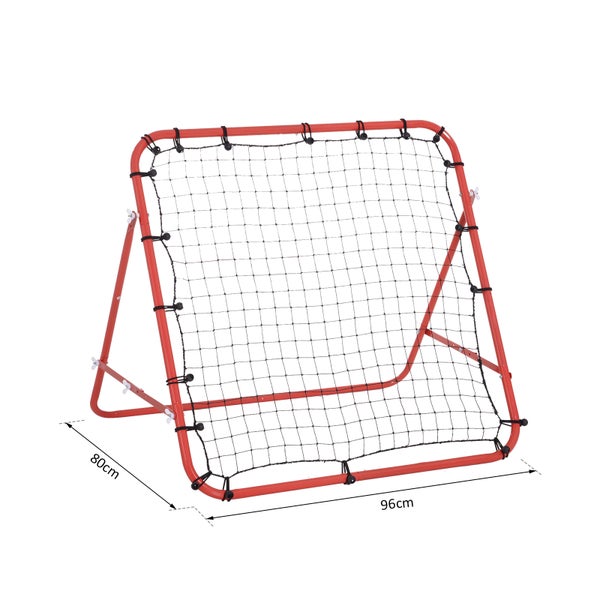 HOMCOM Fußball Rebounder, Kickback Tor, Verstellbarer Winkel, 96 x 80 x 96 cm, Metallrohr, PE Gewebe,  Rot+Schwarz