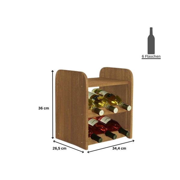 PROREGAL Weinregal Pinotwine C HxBxT 36 x 34,4 x 26,5 cm 6 Flaschen Massives Kiefernholz Braun Geölt