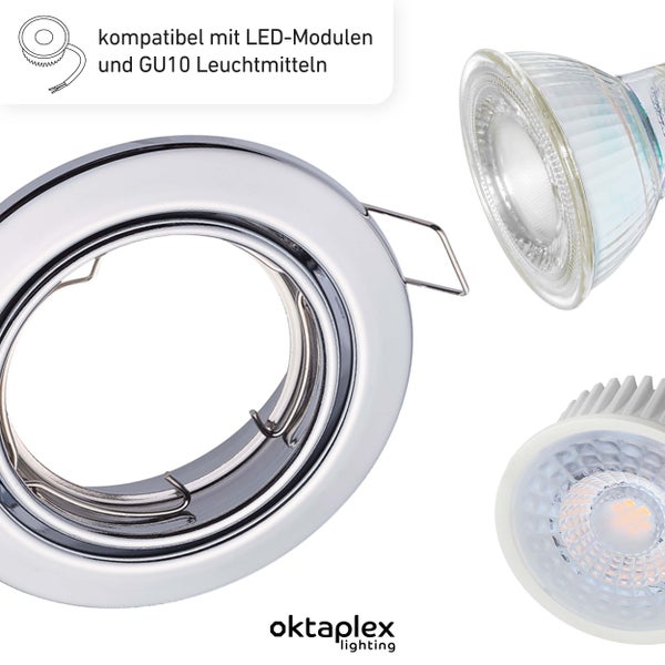 Dijon Deckenleuchte 3000K Warmweiß 6x Schwenkbar Einbaustrahler 4,8W 230V 380lm Lochmaß 68mm Chrom Stilvoll