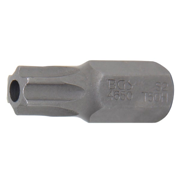 BGS Bit Länge 30 mm Antrieb Außensechskant 10 mm (3/8) T-Profil (für Torx) mit Bohrung T50 - 4650