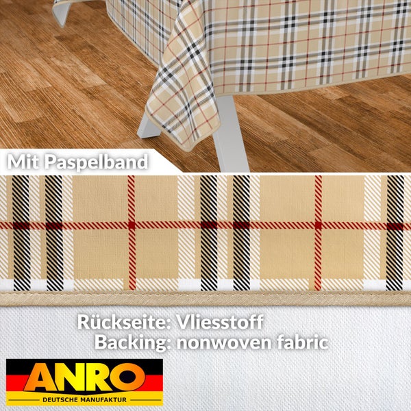 Tischdecke mit Karomuster und Paspelband