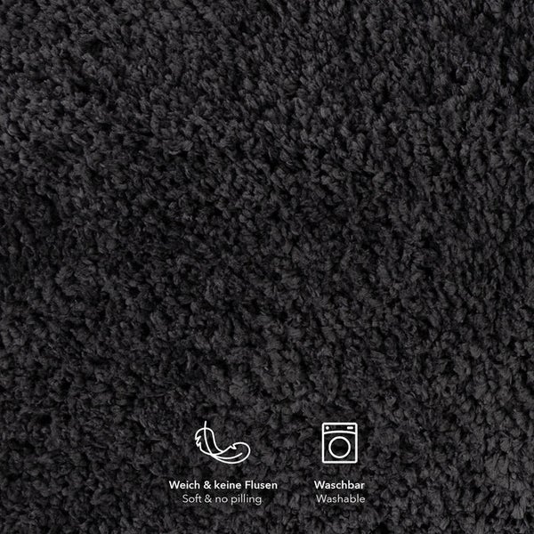FLOORDIREKT Badematte Sky Soft - Reckteckig - Rutschhemmende Rückseite - Dunkelgrau - 50 x 60 cm