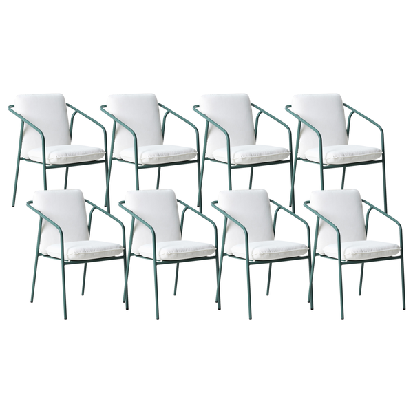 Set mit 8 Stühlen und Sitzkissen ASCIANO Metall Grün