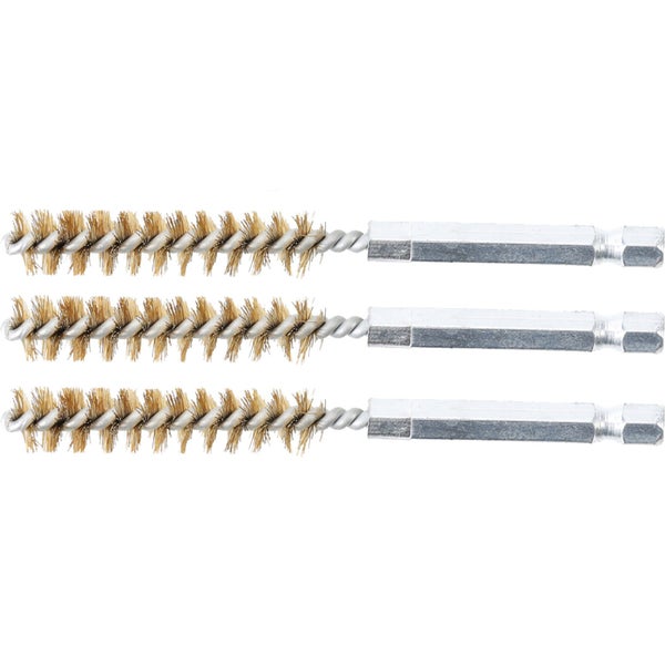 BGS Messingbürste 15 mm Antrieb Außensechskant 6,3 mm (1/4) 3tlg. - 3078-15-M