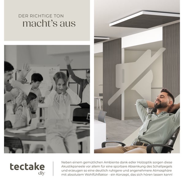 Akustikpaneele tectake Sonic Wall je 60 x 120 x 2,1 cm, Größe flexibel anpassbar Holzoptik in Eiche hellgrau Eiche hellgrau