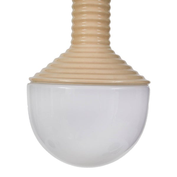 Lucande Pendelleuchte Florine (Design, Modern) in Creme aus Keramik (1 flammig E27) - Deckenlampe Esstischlampe Hängelampe Hängeleuchte Wohnzimmerleuchte