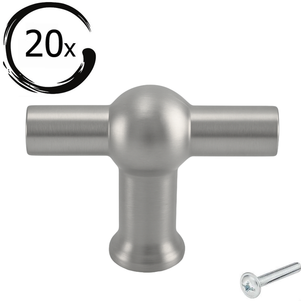 Zwanzig Möbelknöpfe aus Metall mit Schraube