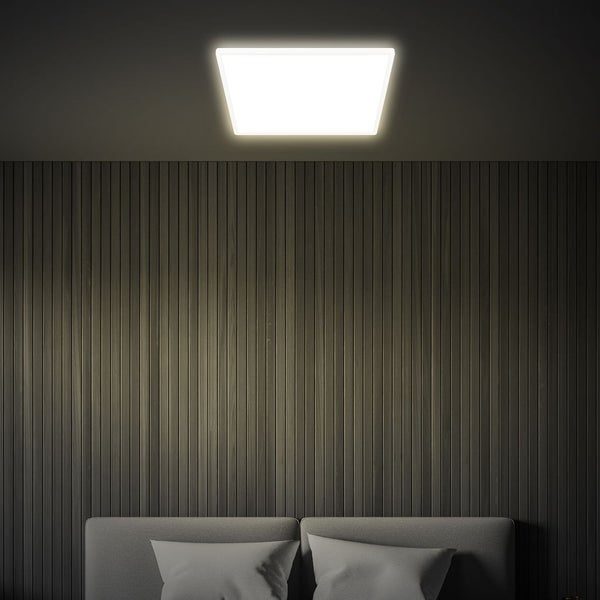 Briloner Tava LED Deckenlampe, Indirektes Licht, Flach, Neutralweißes Licht, Weiß, 56 x 56 x 3 cm