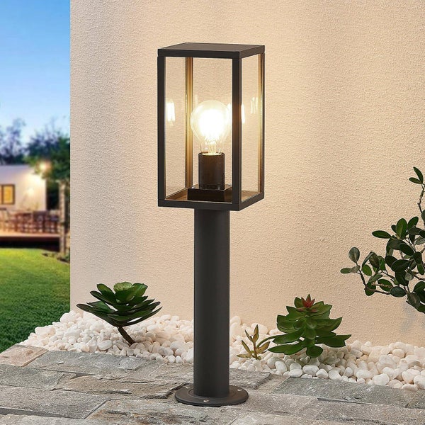 Lindby Außenleuchte Filimon (spritzwassergeschützt (Modern) in Schwarz aus Aluminium (1 flammig, E27) - Wegeleuchte Pollerleuchte Wegelampe Sockelleuchte
