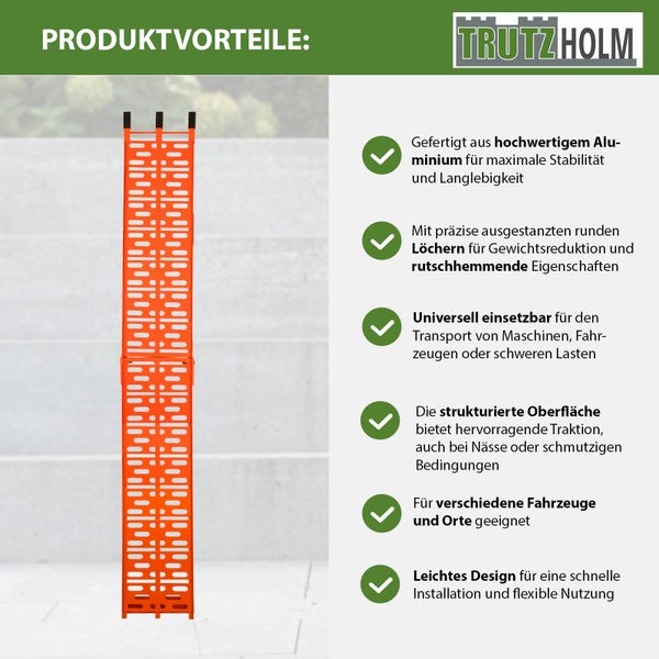 Tragbare Aluminium Auffahrrampe mit Löchern zur Gewichtsreduktion