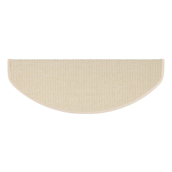 FLOORDIREKT Stufenmatte aus Sisal - Pure Nature - Umkettelt & Selbstklebend - Elfenbein 23,5 x 65 cm - Halbrund