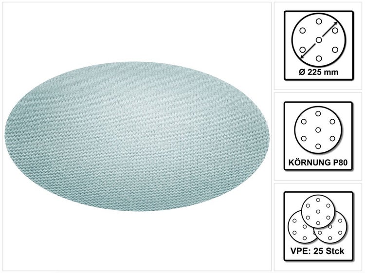 Festool Netzschleifmittel	STF D225 P80 Granat Net/25 225 mm / 25 Stk.( 203312 )