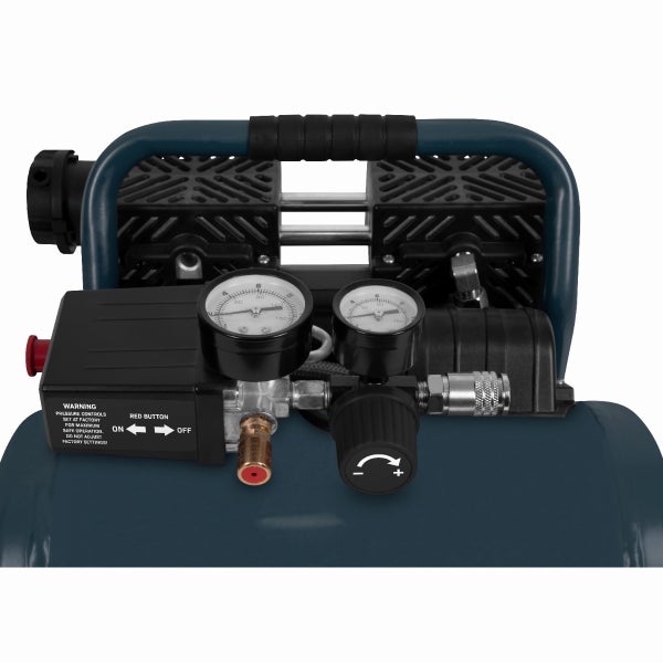 VONROC Leiser Luftkompressor – Ölfrei – 750 W – 1 PS – 128 l/min. - 6-Liter-Tank – 8 bar – 57,5 dB(A) – Leise – Geräuscharm - Grau