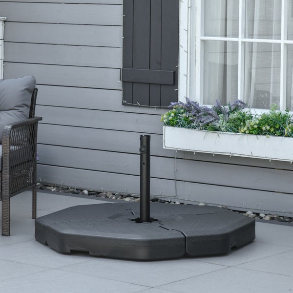 Outsunny 4-tlg. Schirmgewicht für Ampelschirm, Sand/Wasser befüllbar bis 140 kg, 109L x 109B x 10H cm, HDPE, Schwarz