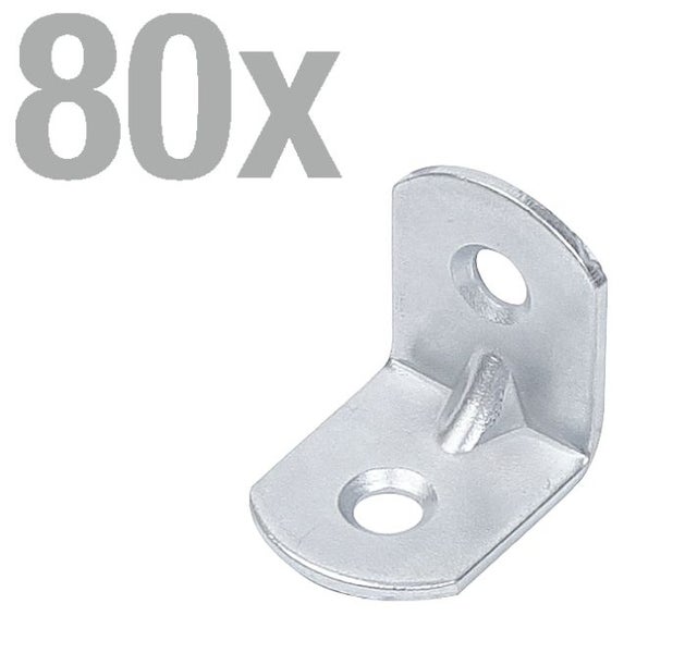 Set mit 80 Stück Metallwinkel zur stabilen Verbindung von Bauteilen.