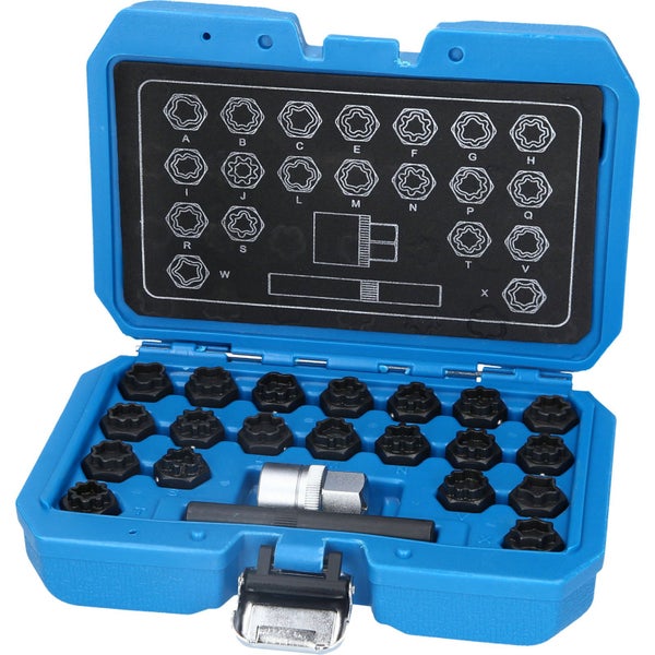 22-teiliges Werkzeugset mit Vielzahn-Einsätzen im blauen Koffer