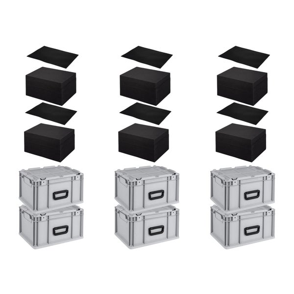 PROREGAL SuperSparSet 6 x Eurobox NextGen Portable Mit Rasterschaumstoff und Schaumstoffeinlage HxBxT 23,5 x 30 x 40 cm 20 Liter Eurobehälter Transportbox
