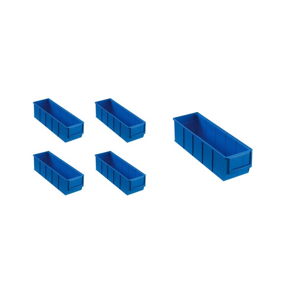PROREGAL SparSet 5x Blaue Indurstriebox 300 S HxBxT 8,1 x 9,1 x 30 cm 1,6 Liter Sortimentskasten